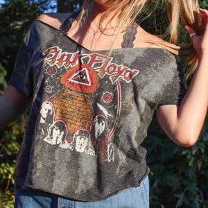 One of a kind boho distressed Pink Floyd T-shirt